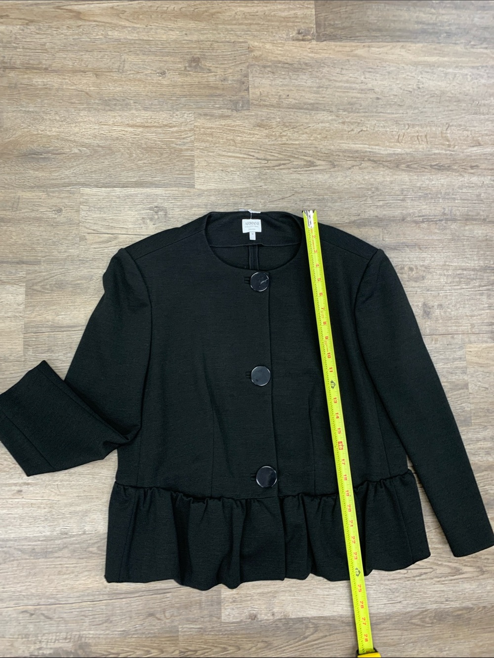 Armani Collezioni Black Peplum Button Blazer